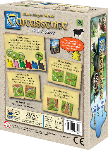 Carcassonne Expansion 9 - Hills & Sheep Board Game | Strategy Tile Placement Game for Adults & Families | Perfect for Game Nights & Family Gatherings