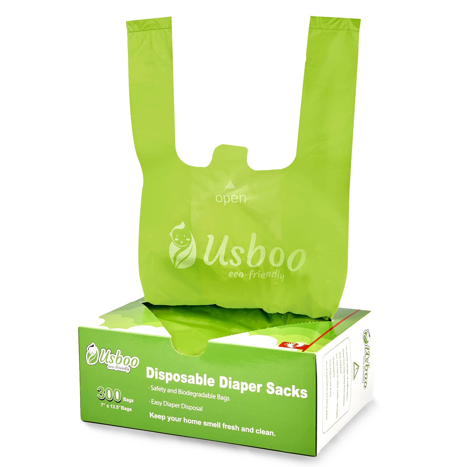 300 Count Baby Disposable Diaper Bags | Oxo-Biodegradable & Unscented | Easy-Tie Handles for Diaper Disposal & Pet Waste | Perfect for Travel, Daycare & On-the-Go Parents