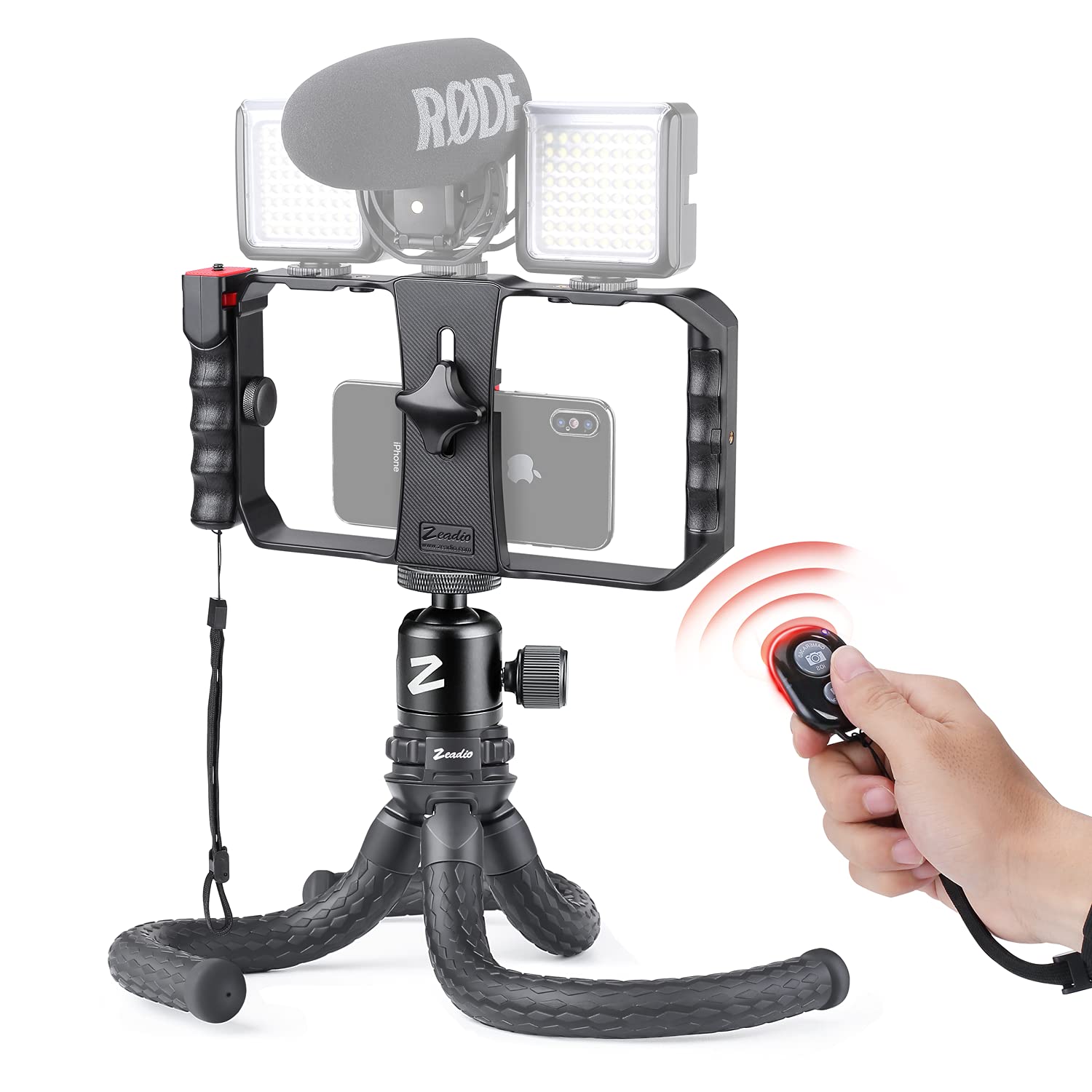 Zeadio Flexible Camera Tripod Kit with Smartphone Video Rig - Compatible with iPhone & Android Phones, Action Cameras - Perfect for Vlogging, Live Streaming & Outdoor Photography