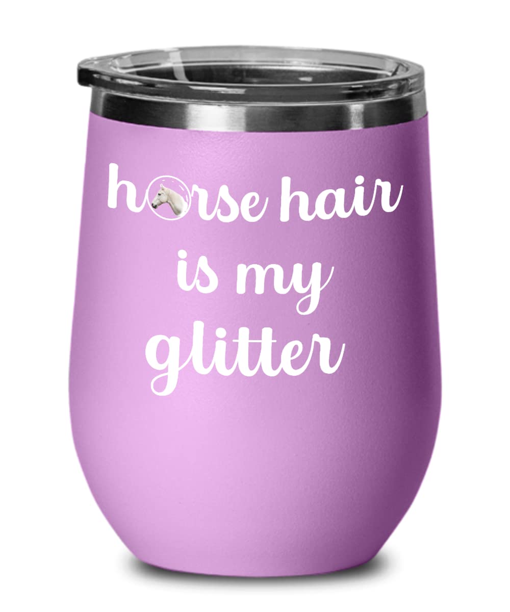 Funny Horse Lover Wine Glass - Horse Hair is My Glitter - Perfect Gift for Equestrian Women, Horse Owners & Horse Girls - Great for Barn Parties, Riding Competitions & Wine Nights