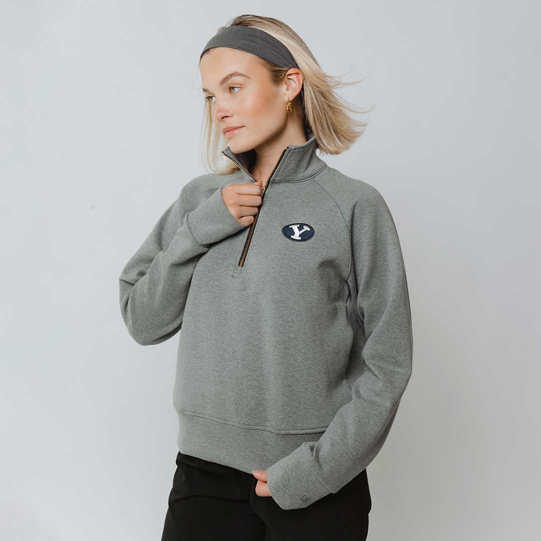 BYU Oxford Zip Up Hoodie - Heather Grey | Men's Casual Pullover for College, Streetwear & Outdoor Activities