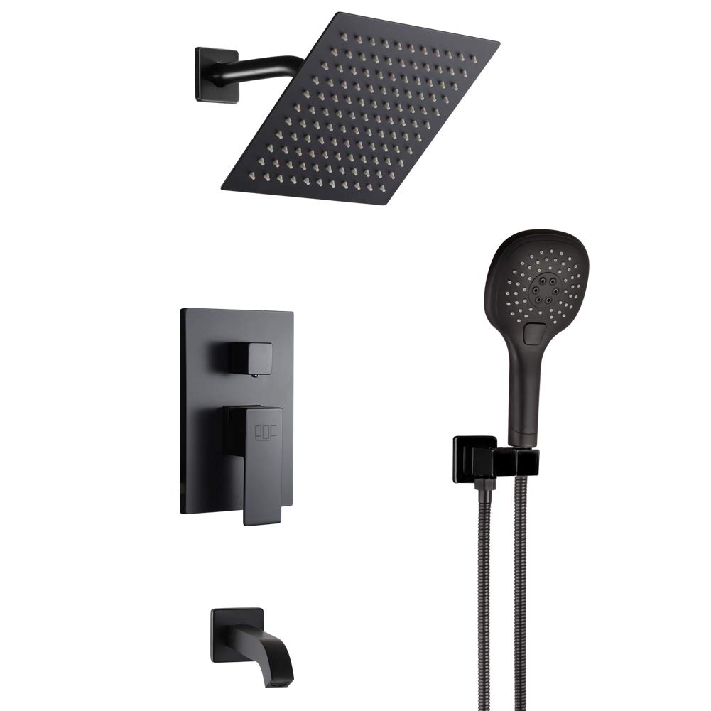 Premium Matte Black Shower Faucet Set with 8