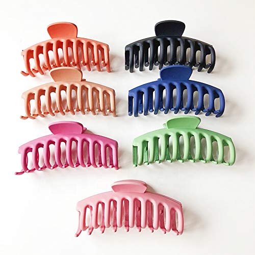 Jay Gopal Matte Hair Claw Clips - Strong Hold Large Hair Clips for Women & Girls - Thick Hair Styling Accessories (6-Pack, Assorted Colors) - Perfect for Work, School, and Everyday Hairstyles
