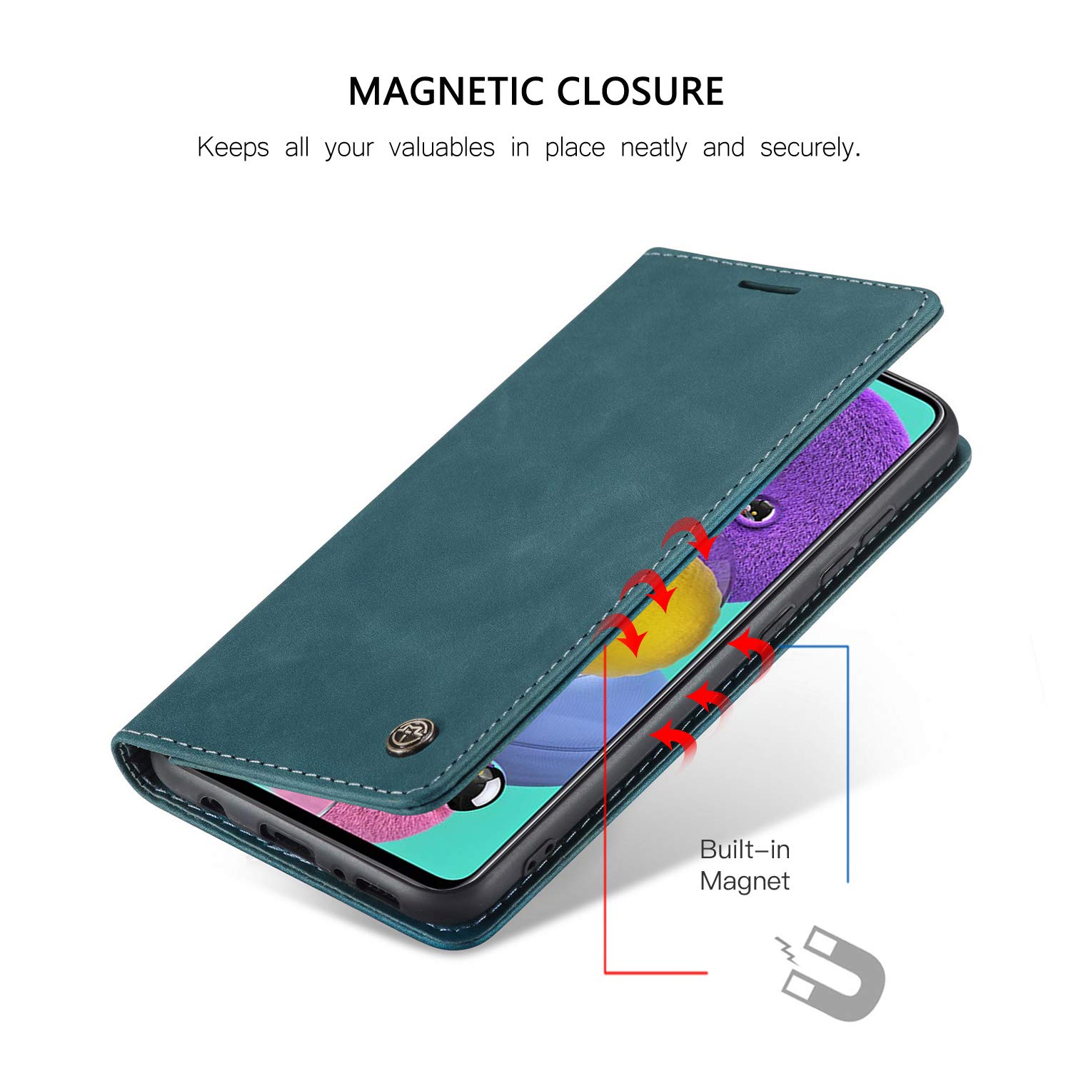 Samsung Galaxy A51 Wallet Case with Magnetic Stand - Book Style Leather Flip Cover with Card Slots & Kickstand - Protective Phone Case for Samsung Galaxy A51 6.5 Inch (Blue) - Perfect for Work, Travel & Daily Use