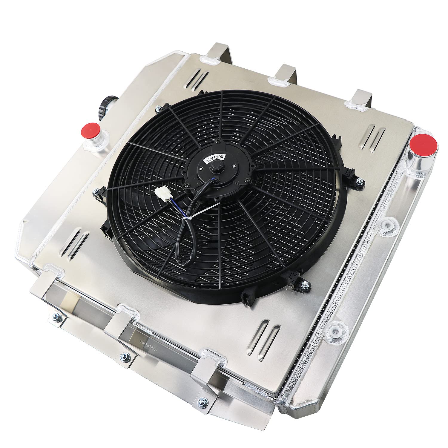 ALLOYWORKS 3-Row Aluminum Radiator with Shroud Fan & Relay Kit - Compatible with 1955-1959 Chevy GMC Truck, Chevrolet Apache (L6/V8 Engines) | Heavy-Duty Cooling for Classic Pickup Restoration & Off-Road Performance