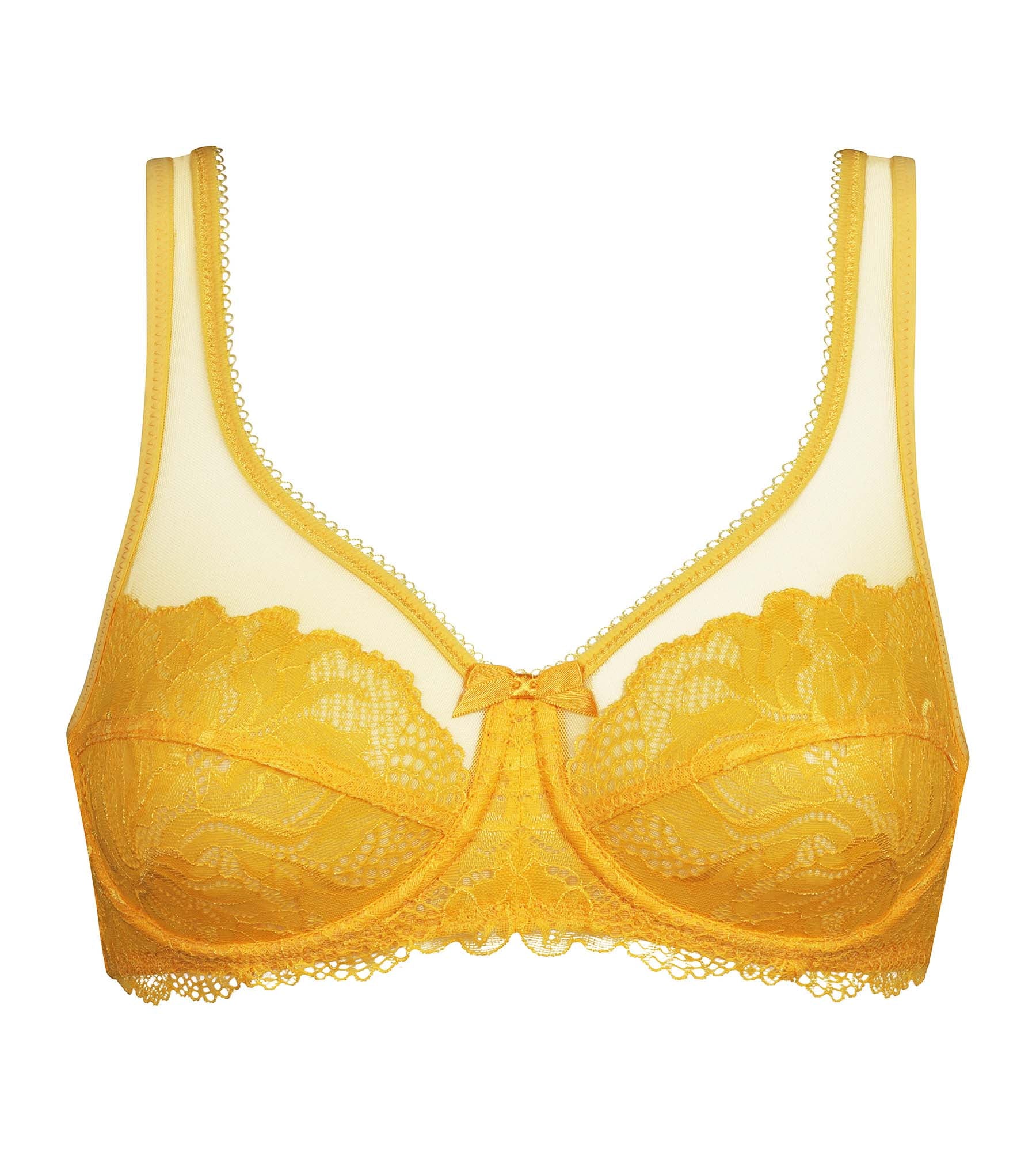 Yellow Dim Generous Essentiel Lace Full Coverage Bra - Comfortable Support for Everyday Wear, Work & Special Occasions