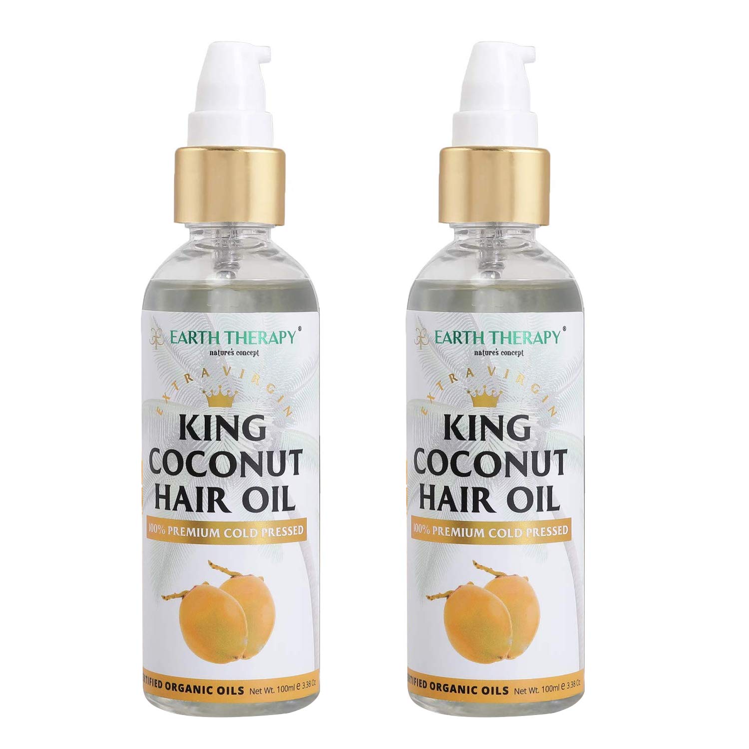 Organic King Coconut Oil Set of 2 (100ml Each) - All-Natural Hair & Skin Care for Men & Women - Perfect for Deep Conditioning, Scalp Treatment & Moisturizing Dry Skin
