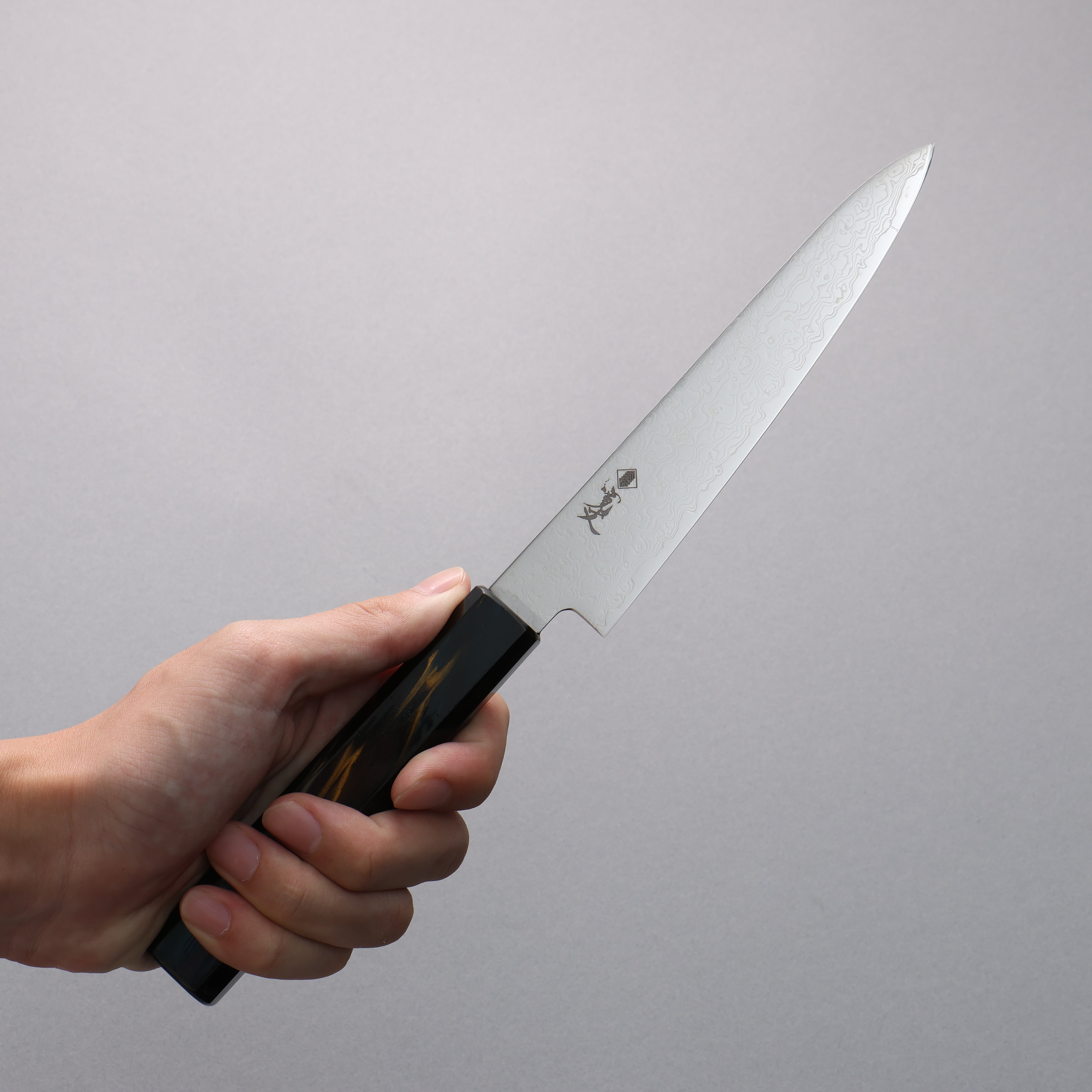 Premium SG2 Damascus Steel Petty Utility Knife 150mm - Dark Blue & Gold Lacquered Handle - Japanese Kitchen Knife for Slicing, Peeling & Precision Cutting - Perfect for Chefs & Home Cooks