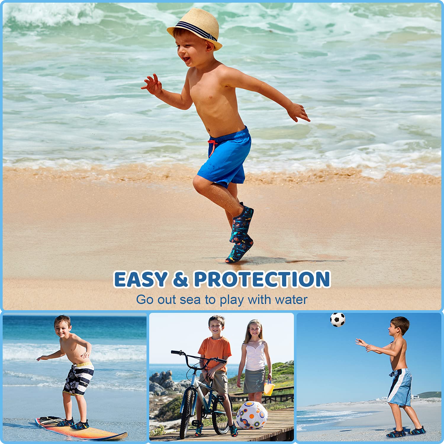 **Non-Slip Quick-Dry Kids Swim Water Shoes for Boys & Girls – Toddler Barefoot Aqua Socks for Beach, Pool & Outdoor Sports | Perfect for Swimming, Surfing & Water Play**