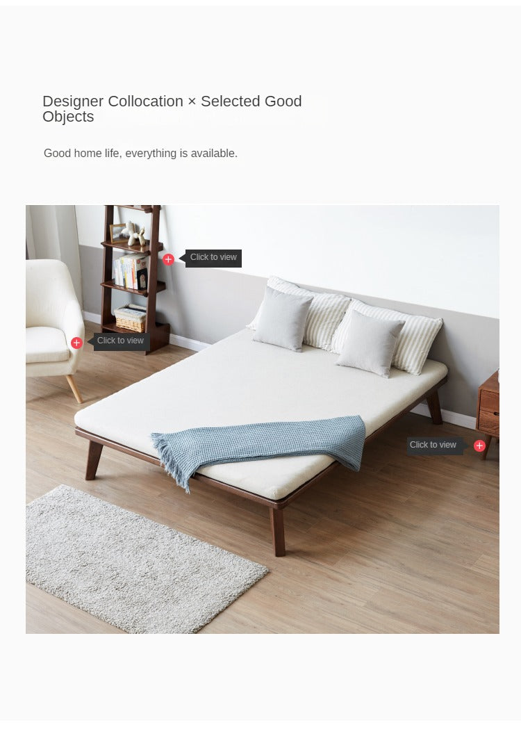 Solid Oak Wood Platform Bed Frame - Queen Size, No Headboard - Modern Minimalist Bedroom Furniture for Small Spaces & Studio Apartments