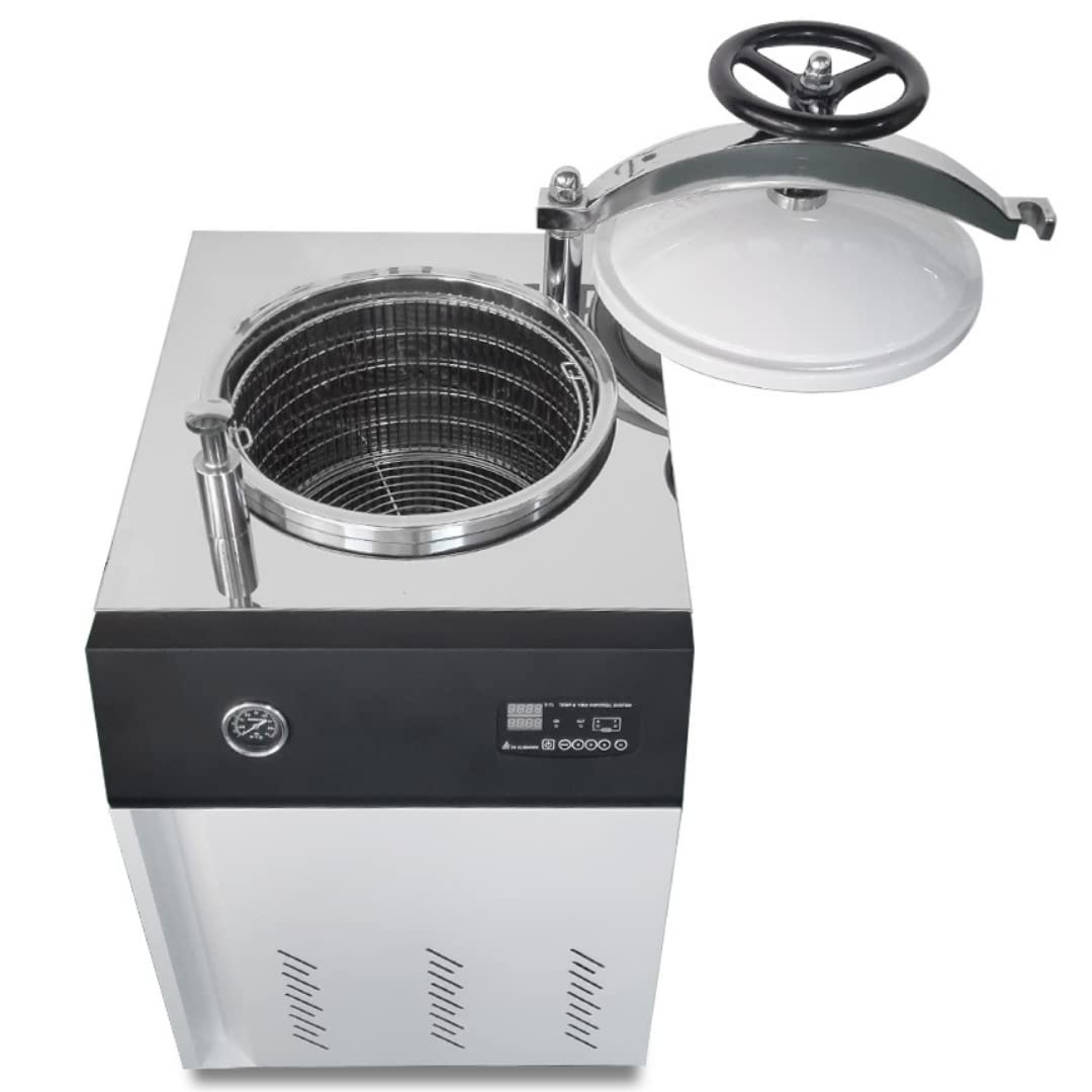 100Liters Vertical Autoclave Steam Sterilizer - 17psi at 121℃ for Lab & Commercial Use - 220V Pressure Cooker for Glassware, Mushroom Grain, Culture Media - Perfect for Hospitals, Clinics, Research Labs & Mushroom Farming