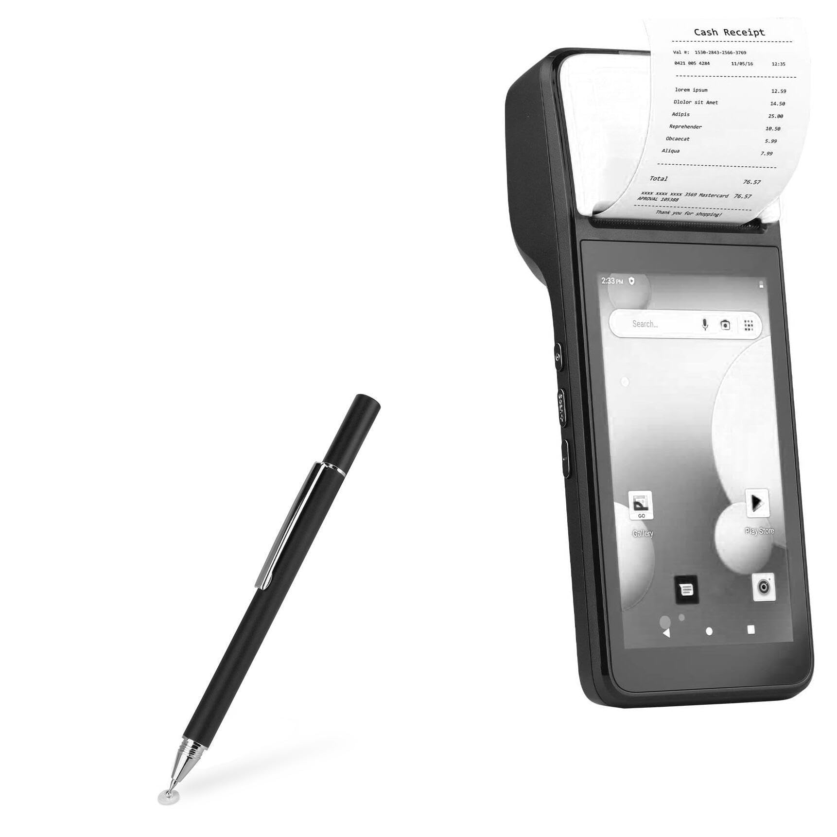 BoxWave FineTouch Capacitive Stylus Pen (5 inch) - Ultra Precise Stylus for Bisofice Handheld 3G POS Receipt Printer - Jet Black - Perfect for Retail, Restaurant & Mobile Payment Systems