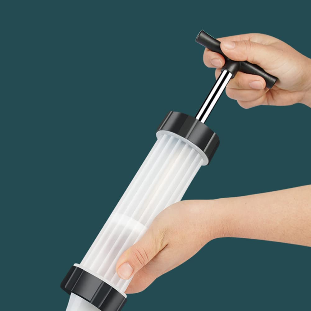 **Heavy Duty Plastic Hand Push Sausage Maker with 3 Nozzle Tubes - Meat Stuffer & Filler for Homemade Sausages - Perfect for Christmas, BBQ, and Home Kitchen Use**