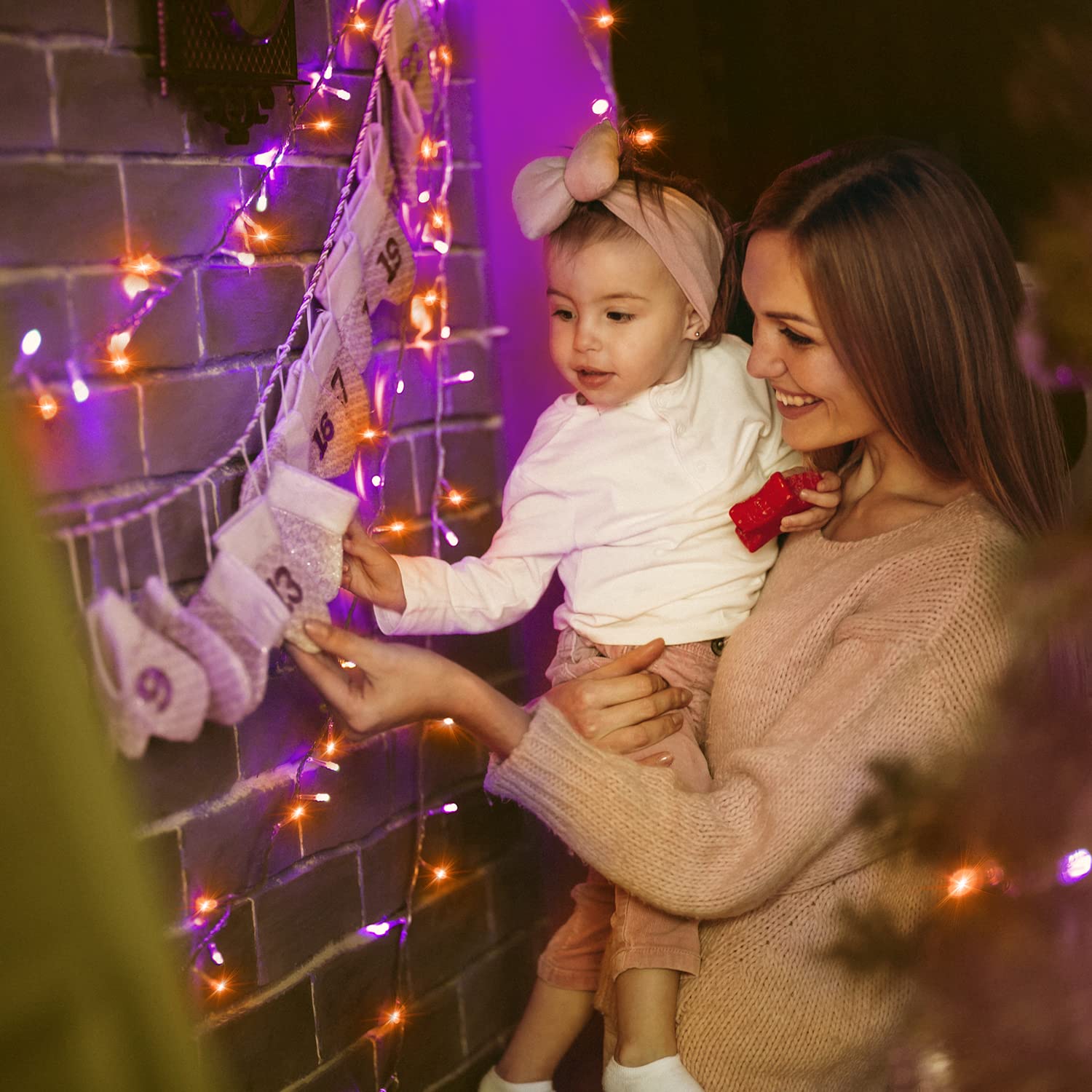 Ollny 60 FT 180 LED Halloween Lights Outdoor - Orange & Purple Waterproof String Fairy Lights with 8 Modes & Timer - Perfect for Halloween Party, Yard, Door Decorations - Also Great for Christmas & Holiday Lighting