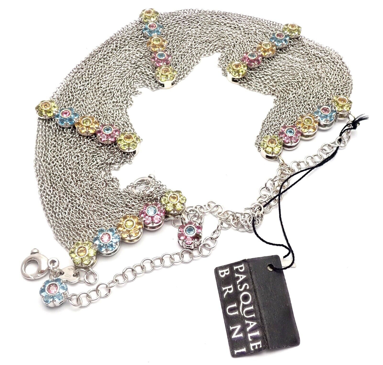 Authentic Pasquale Bruni 18k Gold Citrine Topaz Peridot Choker Necklace for Women - Luxury Italian Jewelry Gift for Anniversary, Birthday & Special Occasions