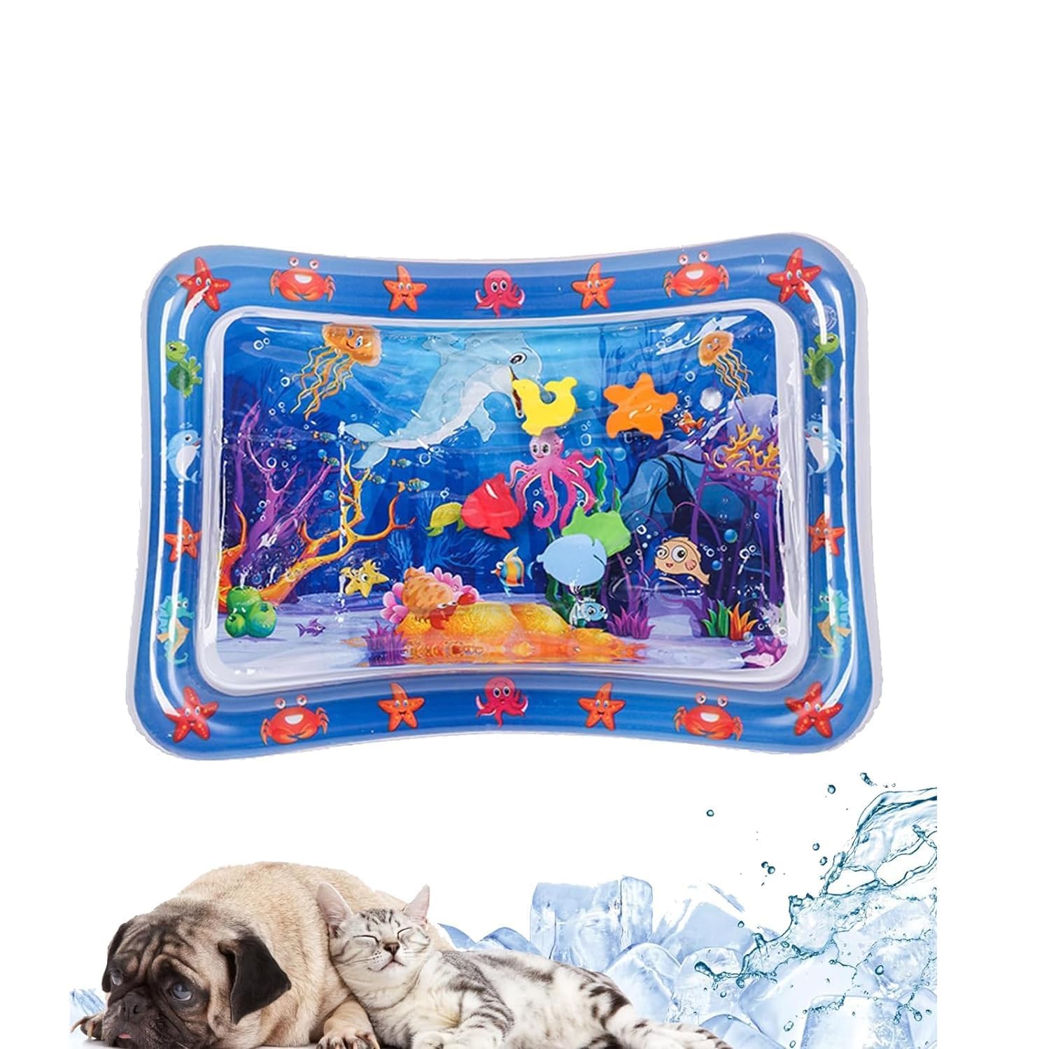 NAISI Thickened Water Sensor Play Mat for Cats & Kids - Non-Slip Cooling Pet Play Mat for Indoor/Outdoor Use - Perfect for Hot Summer Days & Playtime Fun
