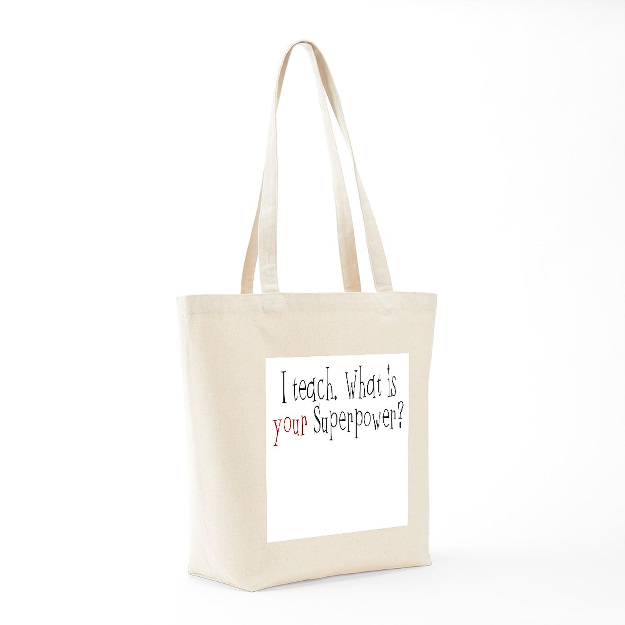 CafePress I Teach Superpower Tote Bag - Natural Canvas Reusable Shopping Bag for Teachers, School, Groceries & Everyday Use