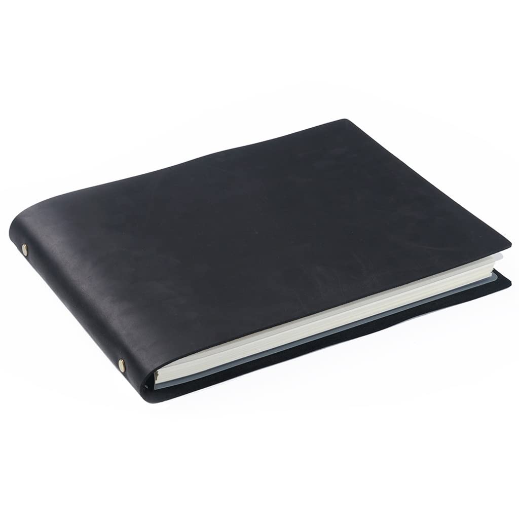 Premium Cowhide Leather A4 Spiral Notebook - Vintage Sketchbook & Loose-Leaf Planner for Office, School & Journaling (290x210mm) | Durable Leather Cover, Retro Design | Perfect Gift for Writers, Students & Professionals