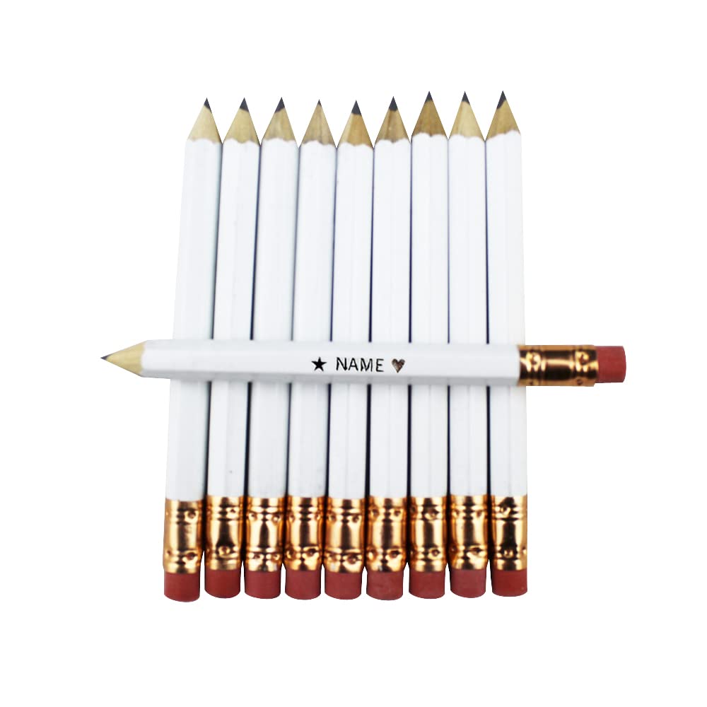 Custom Golf Pencils with Erasers - 70pk White 2HB Pencils for Golf Scorecards & Events