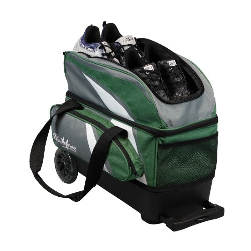 KR Strikeforce Cruiser Green Grey Double Roller Bowling Bag - Durable 2-Ball Bowling Bag with Wheels for Easy Transport | Perfect for League Play & Tournament Travel