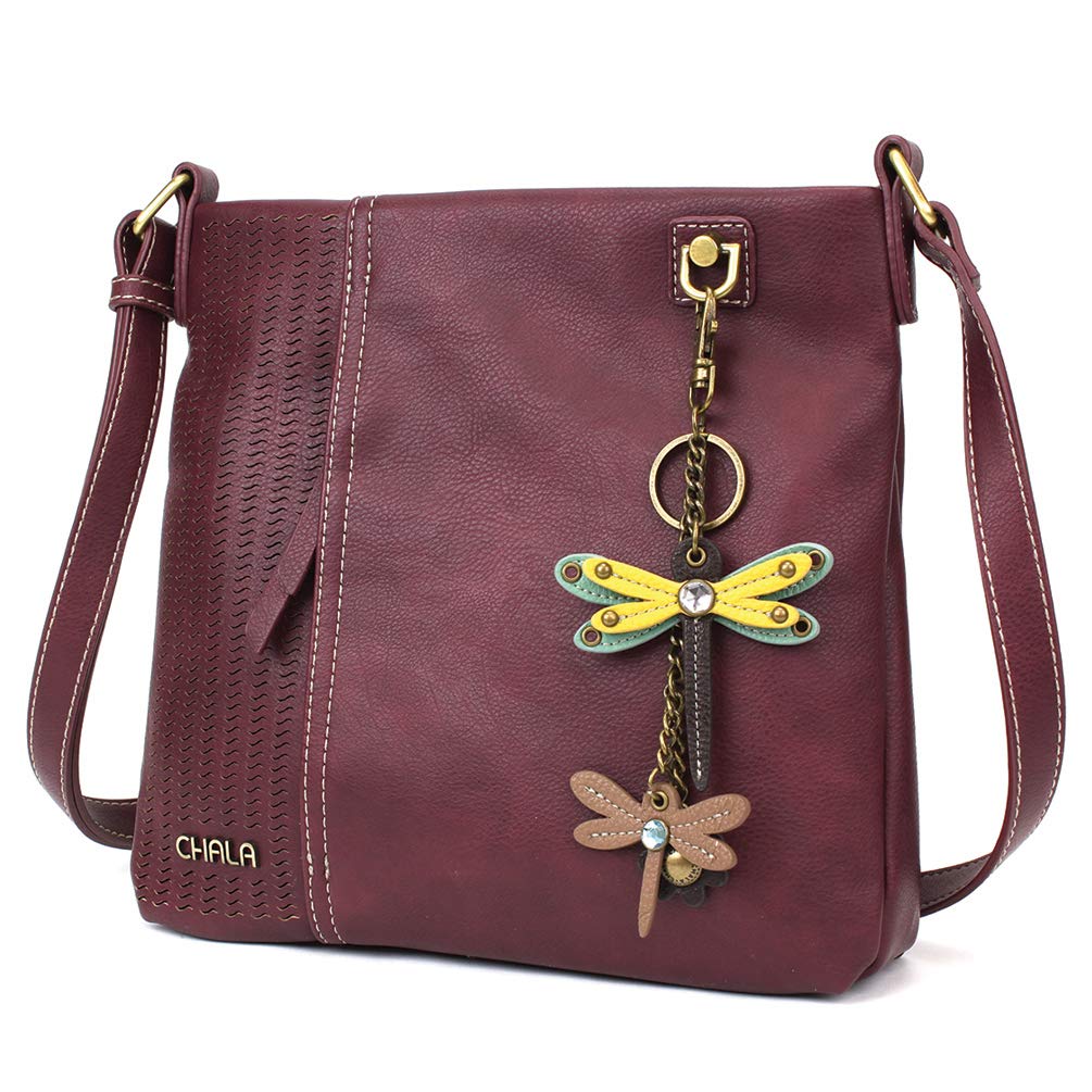 CHALA Women's Laser Cut Crossbody Bag - Faux Leather Purse in Plum Color for Casual Outings, Shopping & Travel