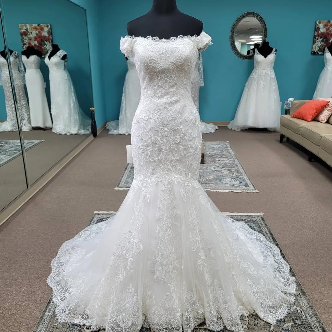 2025 Off The Shoulder Mermaid Wedding Dress with Appliques - Boho Bridal Gown for Women Bride | Perfect for Beach, Garden & Destination Weddings