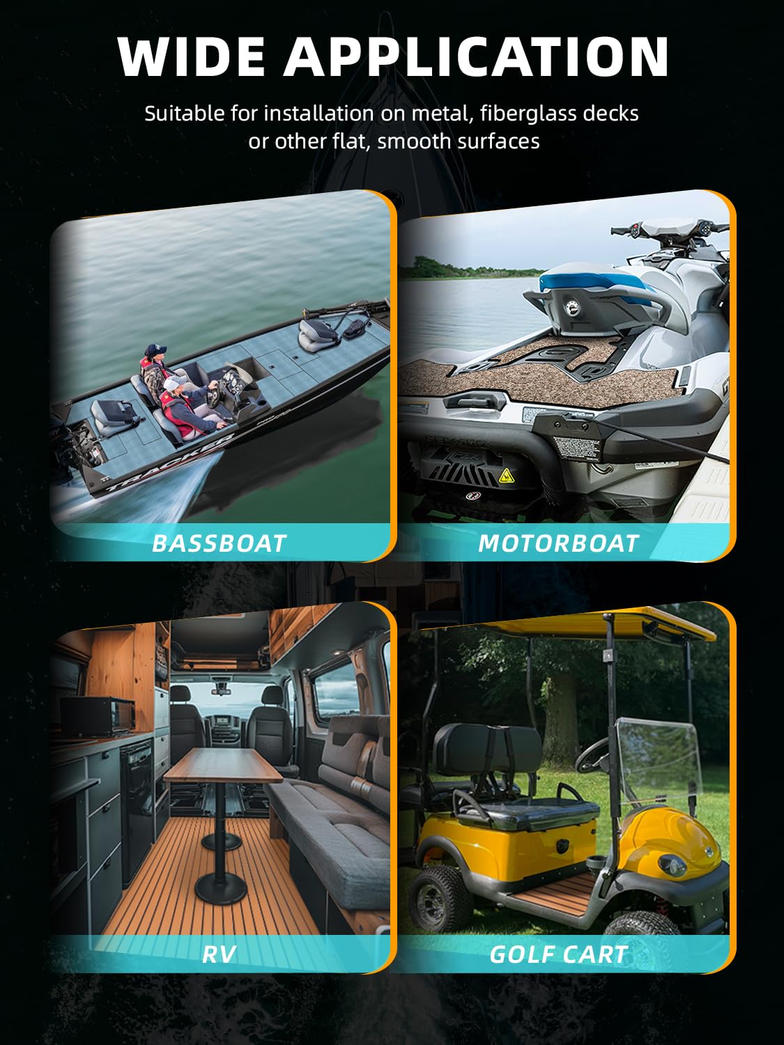 Premium EVA Foam Boat Decking - Non-Slip Marine Flooring Mats with Brushed Texture for Boats, Yachts, Kayaks & RVs (94.5
