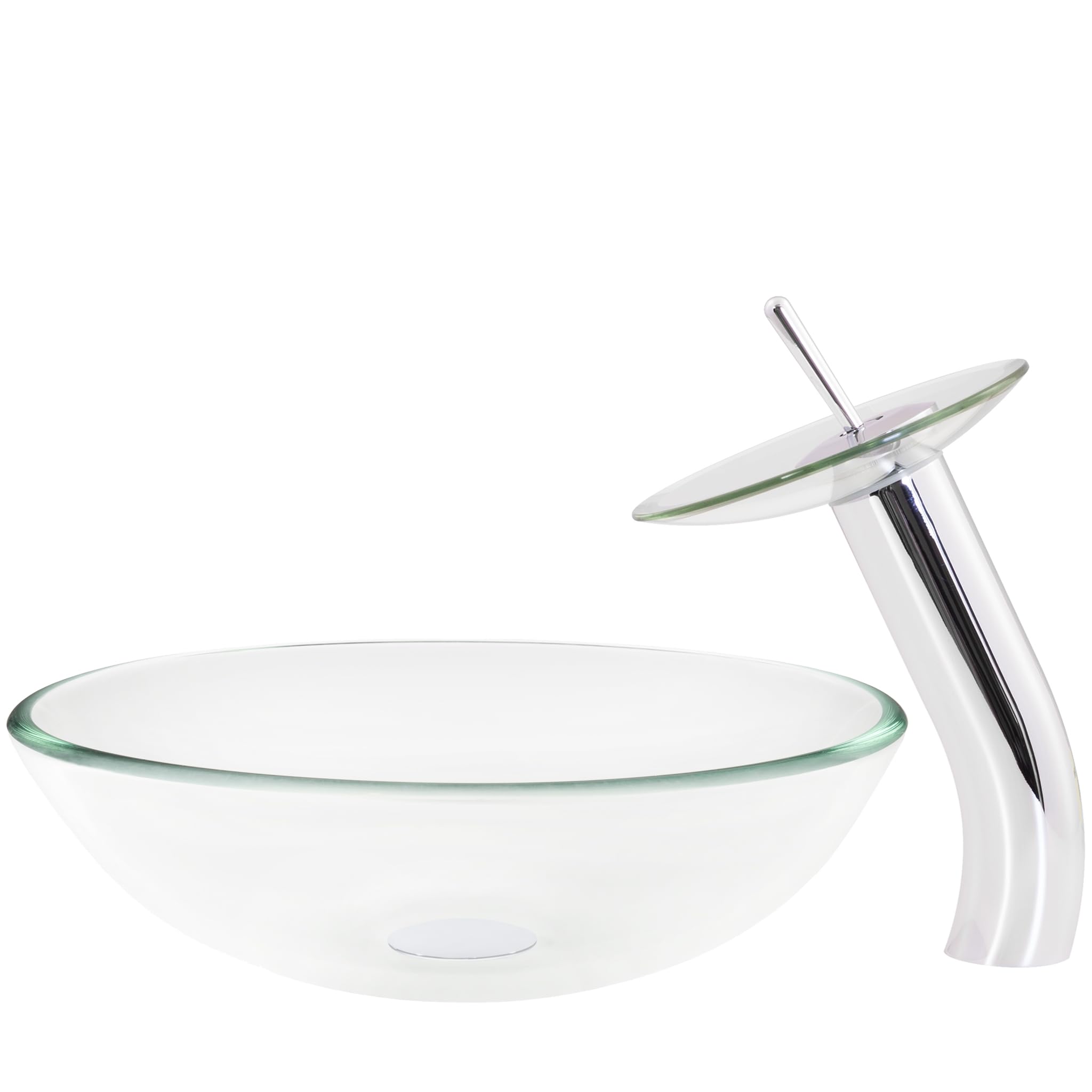 Novatto BONIFICARE Modern Glass Vessel Bathroom Sink Set with Chrome Faucet - Perfect for Contemporary Bathroom Vanity, Powder Room, or Master Bath Remodel