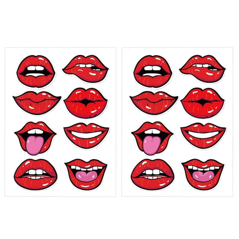 EXCLUZO 80Pcs Smile Face Stickers - Red Lips & Smiley Decals for Men, Women & Kids - Perfect for Service Industry, Parties & Social Events