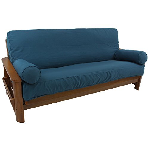 Premium 8-9 Inch Futon Cover Set with 2 Bolster Pillows - Solid Twill Fabric, Full Size, Natural Color - Perfect for Living Rooms, Guest Rooms & Dorm Decor