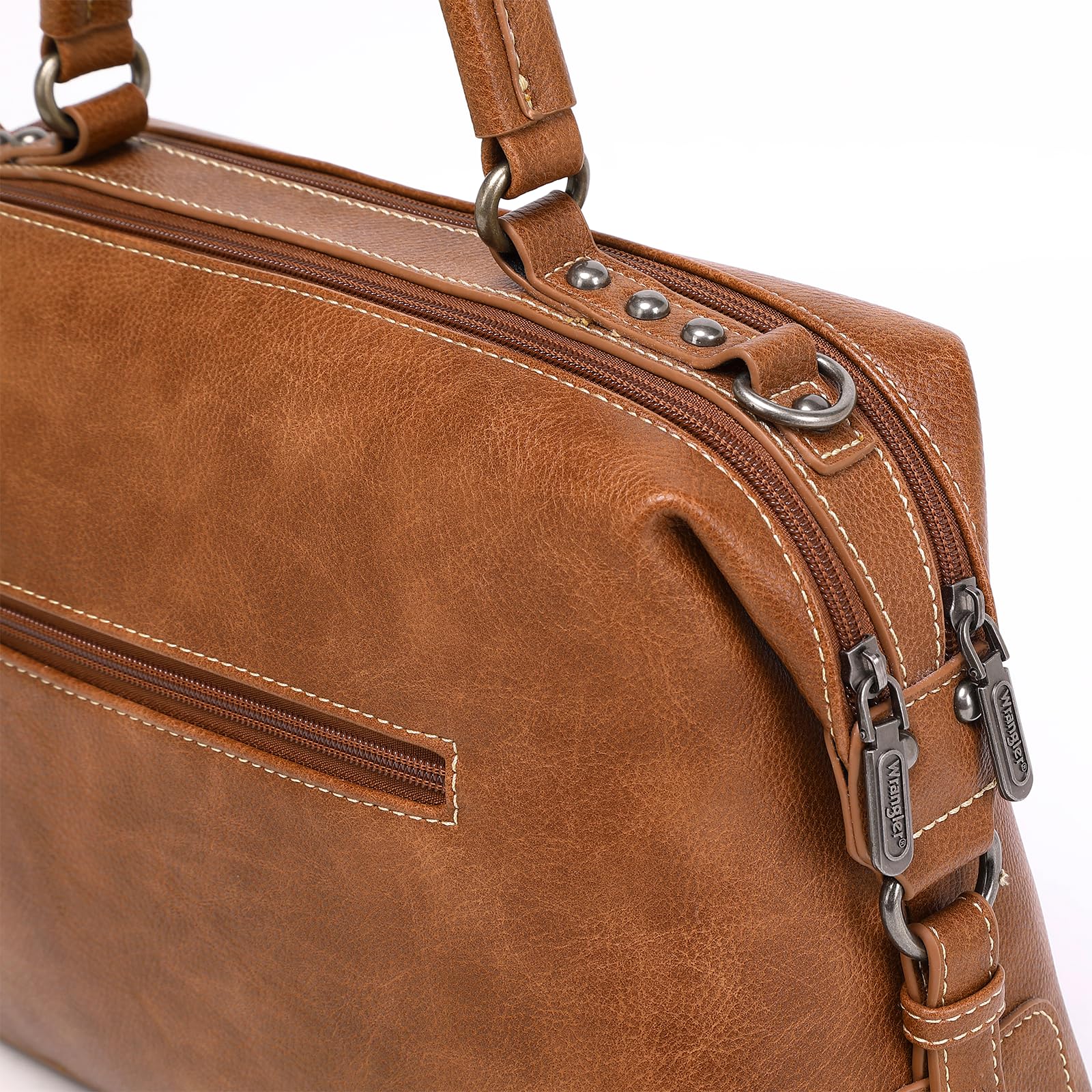 Wrangler Genuine Leather Doctor Bag for Women - Stylish Shoulder Handbag & Crossbody Purse for Work, Travel & Everyday Use