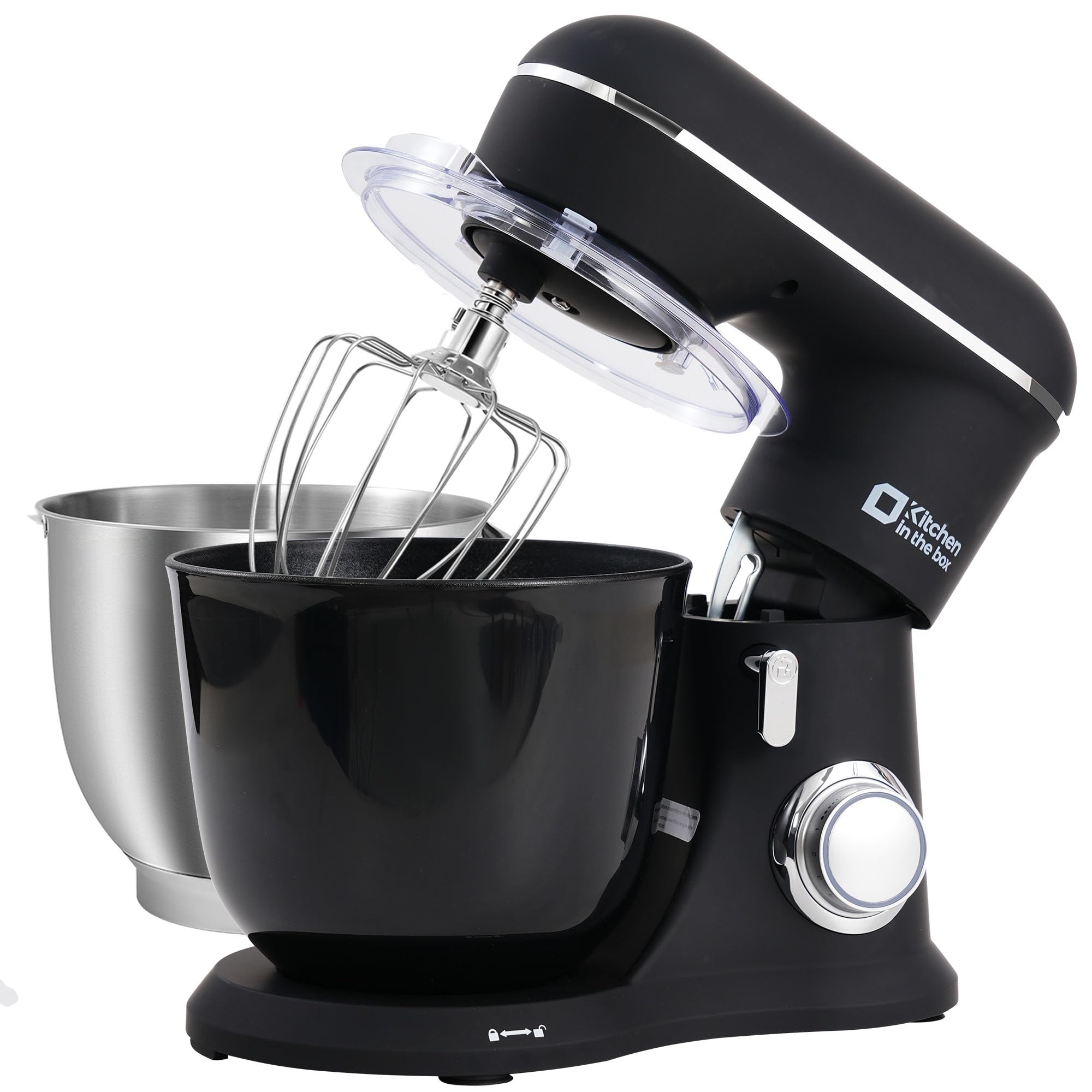 4.5QT+5QT Stand Mixer with 3 Attachments - Matte Black Kitchen Mixer for Baking, Dough Kneading & Whipping | Includes Egg Whisk, Dough Hook & Flat Beater | Perfect for Home Bakers & Cooking Enthusiasts