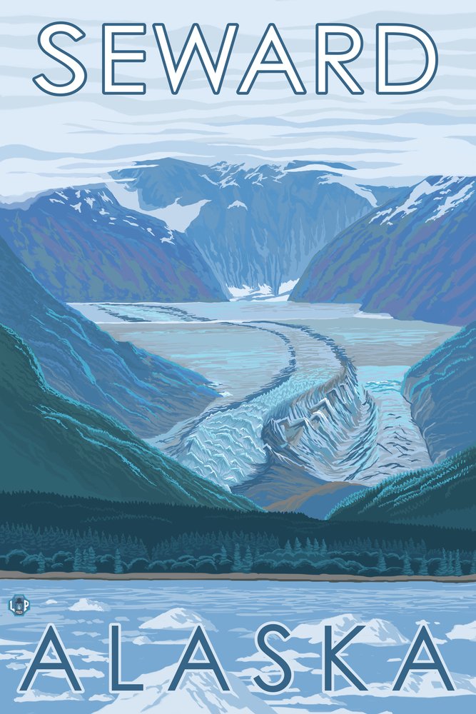 Seward Alaska Glacier Wall Art - 16x24 Gallery Quality Metal Print, Aluminum Decor for Home & Office - Perfect for Living Room, Bedroom, or Office Space