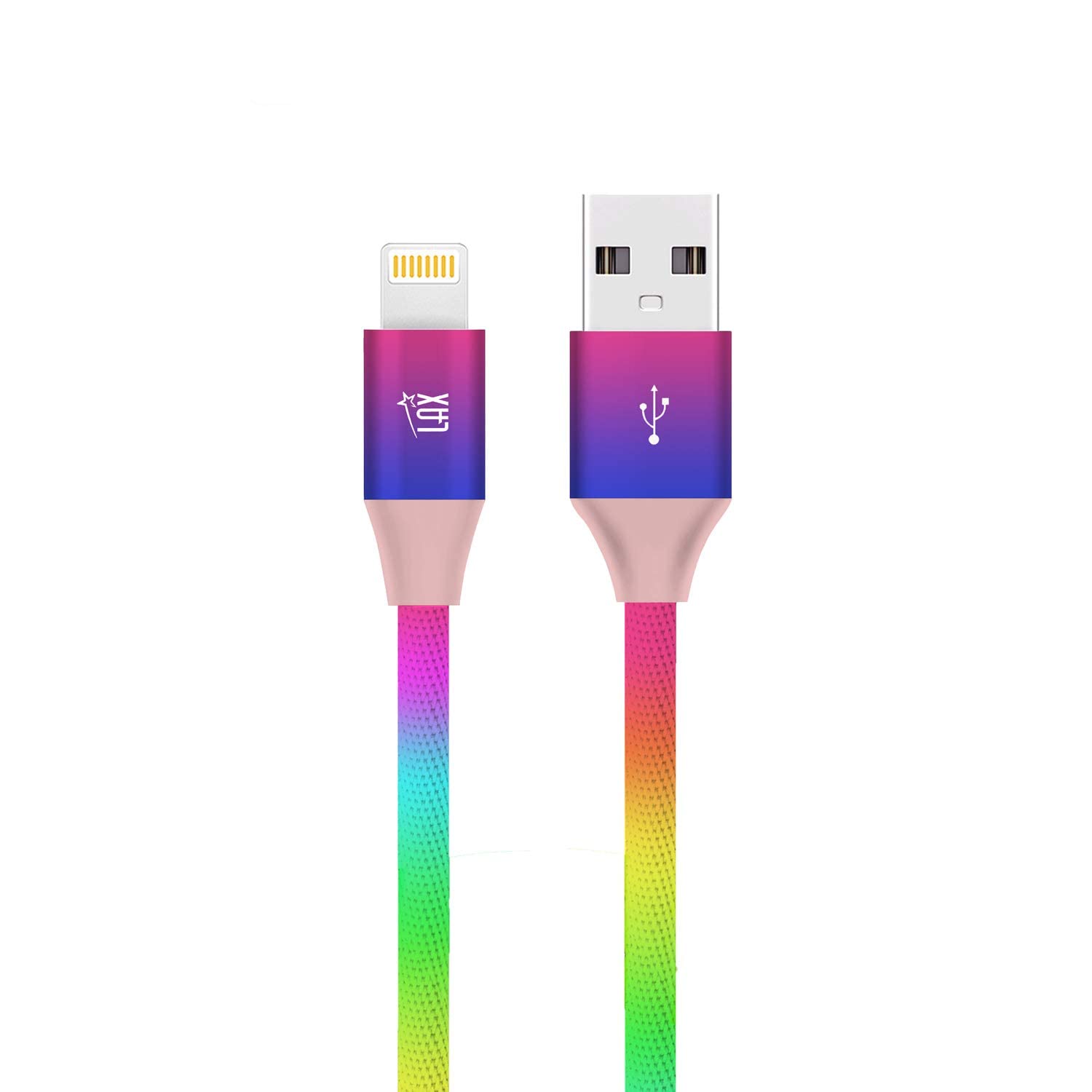 Apple MFi Certified USB A to Lightning Cable - Fast Charging Rainbow Cable for iPhone, iPad, iPod (4FT) | Durable & Reliable for Home, Office & Travel Use