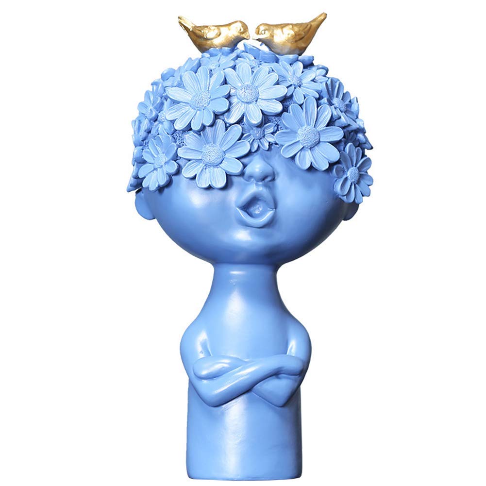 LIUSHI Resin Boy with Bird Sculpture - Modern Home & Office Decor Statue, Unique Gift & Souvenir | Perfect for Living Room, Bookshelf & Desk Decoration