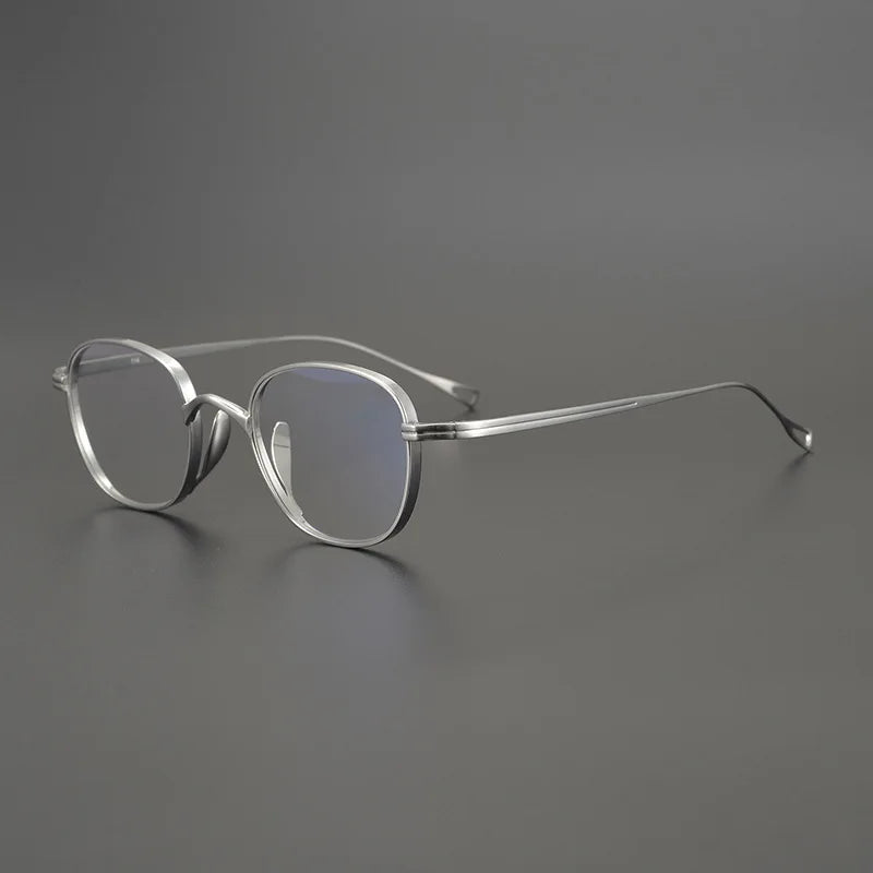 Unisex Black Titanium Eyeglasses Full Rim Oval Square Frame 49125 - Stylish & Lightweight for Work, Reading, and Everyday Wear