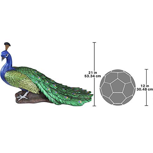 Design Toscano The Regal Peacock Garden Statue - Elegant Outdoor Decor for Patio, Lawn & Garden - Perfect for Backyard, Poolside & Landscape Decoration