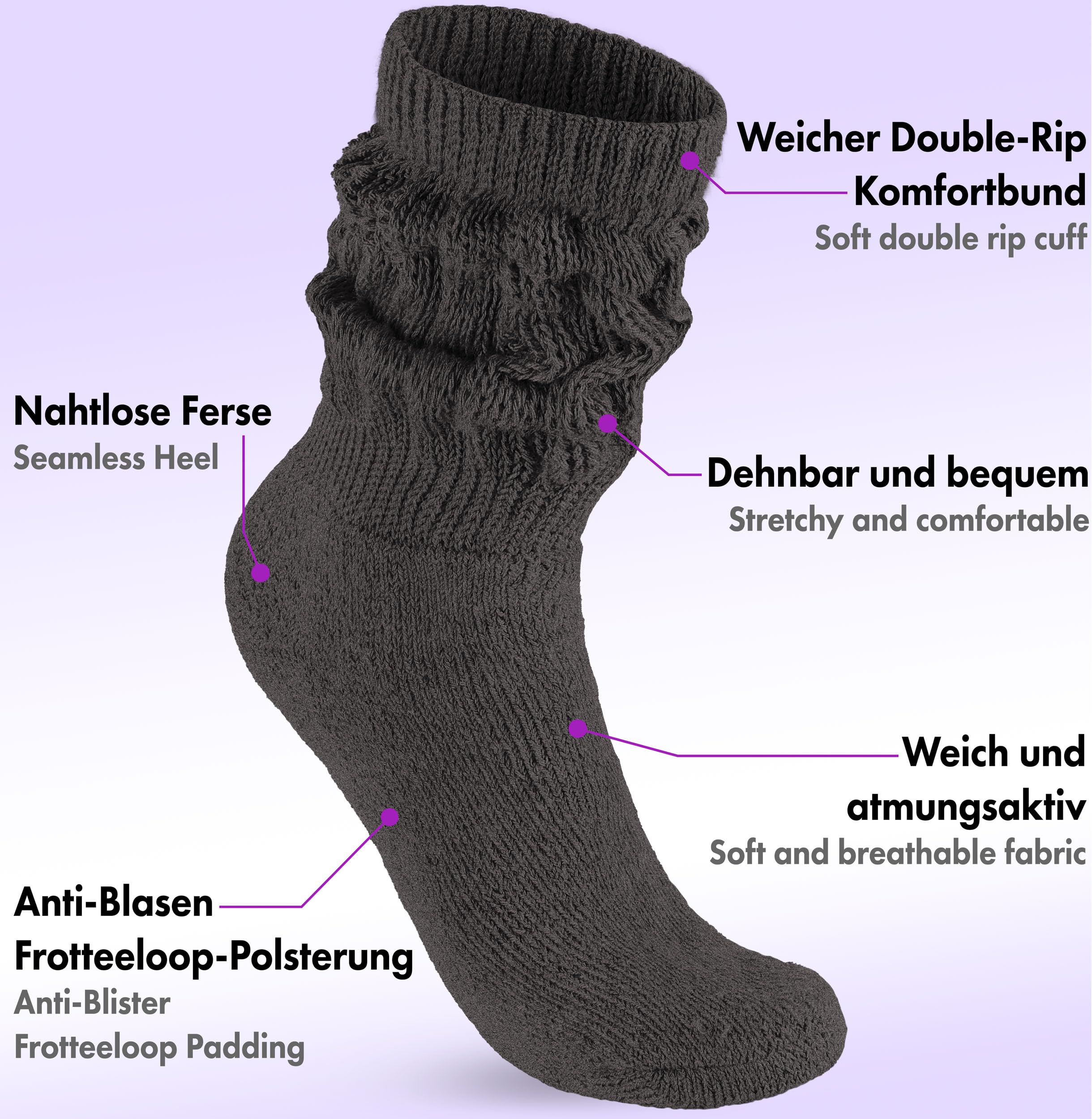 BRUBAKER Women's & Men's Athletic Slouch Socks - Breathable Workout Gym Socks for Running, Yoga & Fitness - Non-Slip Comfort for Sports & Casual Wear