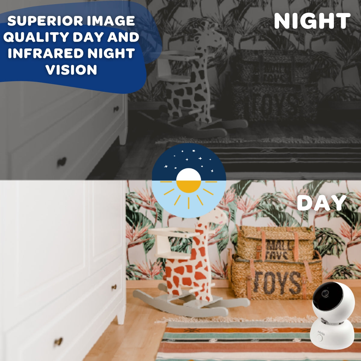 Beaba Zen Premium WiFi Baby Monitor with 5-Inch 720P HD Color Screen, Two-Way Audio & Night Vision - Ideal for Nursery, Bedroom, and Travel Use