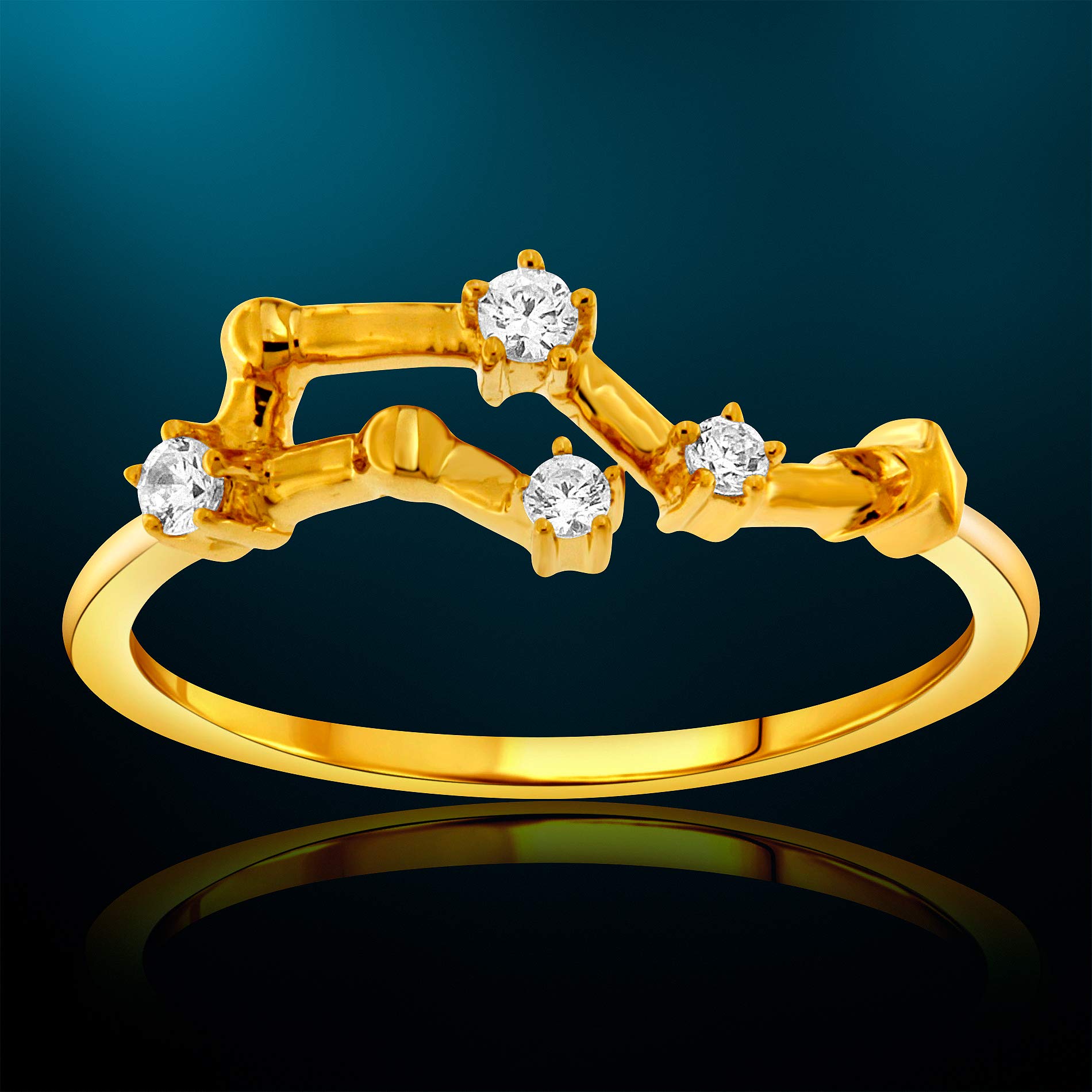 1/10 Cttw Diamond Celestial Star Zodiac Ring for Women - 925 Sterling Silver Horoscope Astrology Jewelry (H-I Color, I1-I2 Clarity) | Perfect Gift for Birthday, Anniversary & Special Occasions