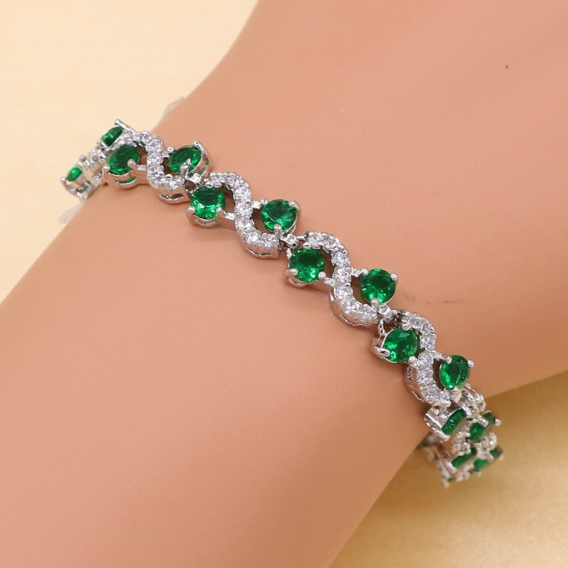 Stunning Green Cubic Zirconia Jewelry Set - Elegant Necklace & Earrings for Women | Perfect for Weddings, Parties & Special Occasions