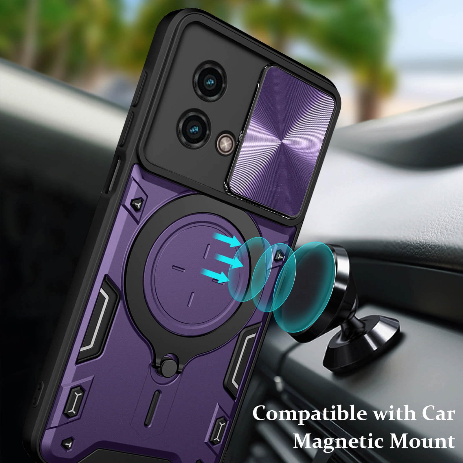 Premium Shockproof Case for Moto G Stylus 4G 2023 (6.5 Inch) - Slim Protective Phone Cover with Metal Ring Holder & Camera Protector - Full Body Protection for Women & Men (Purple) - Perfect for Work, Travel & Everyday Use