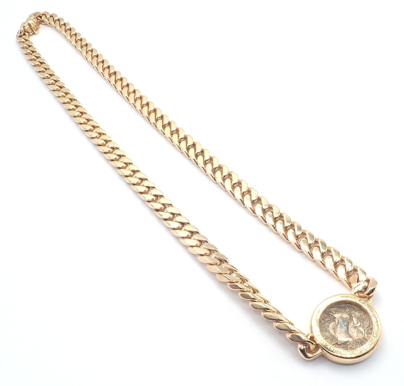 Authentic Bvlgari 18K Yellow Gold Monete Coin Link Necklace - Vintage Luxury Jewelry for Women - Perfect for Special Occasions & Gift Giving