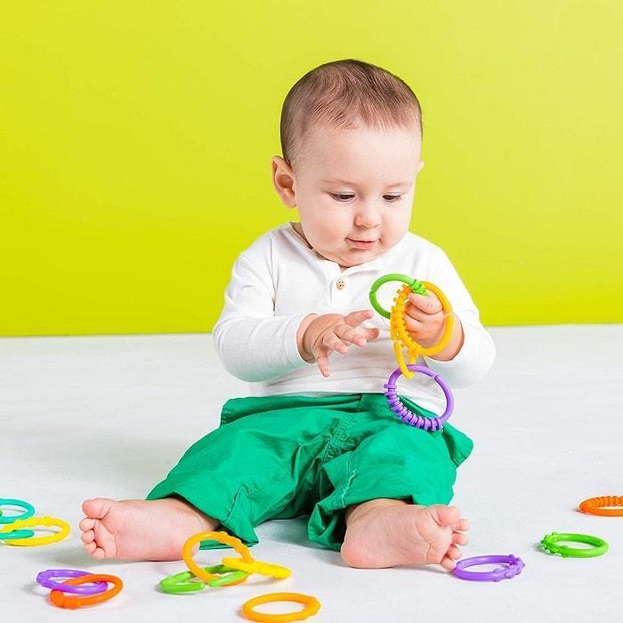 Bright Starts Lots of Links - 24-Piece Developmental Baby Toy Set for Sensory Play, Teething & Learning | Perfect for Cribs, Strollers & Playtime