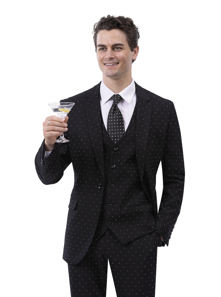 EJ Samuel Men's Classic Black Suit M2796 - Formal Business Attire for Weddings, Interviews & Office Wear