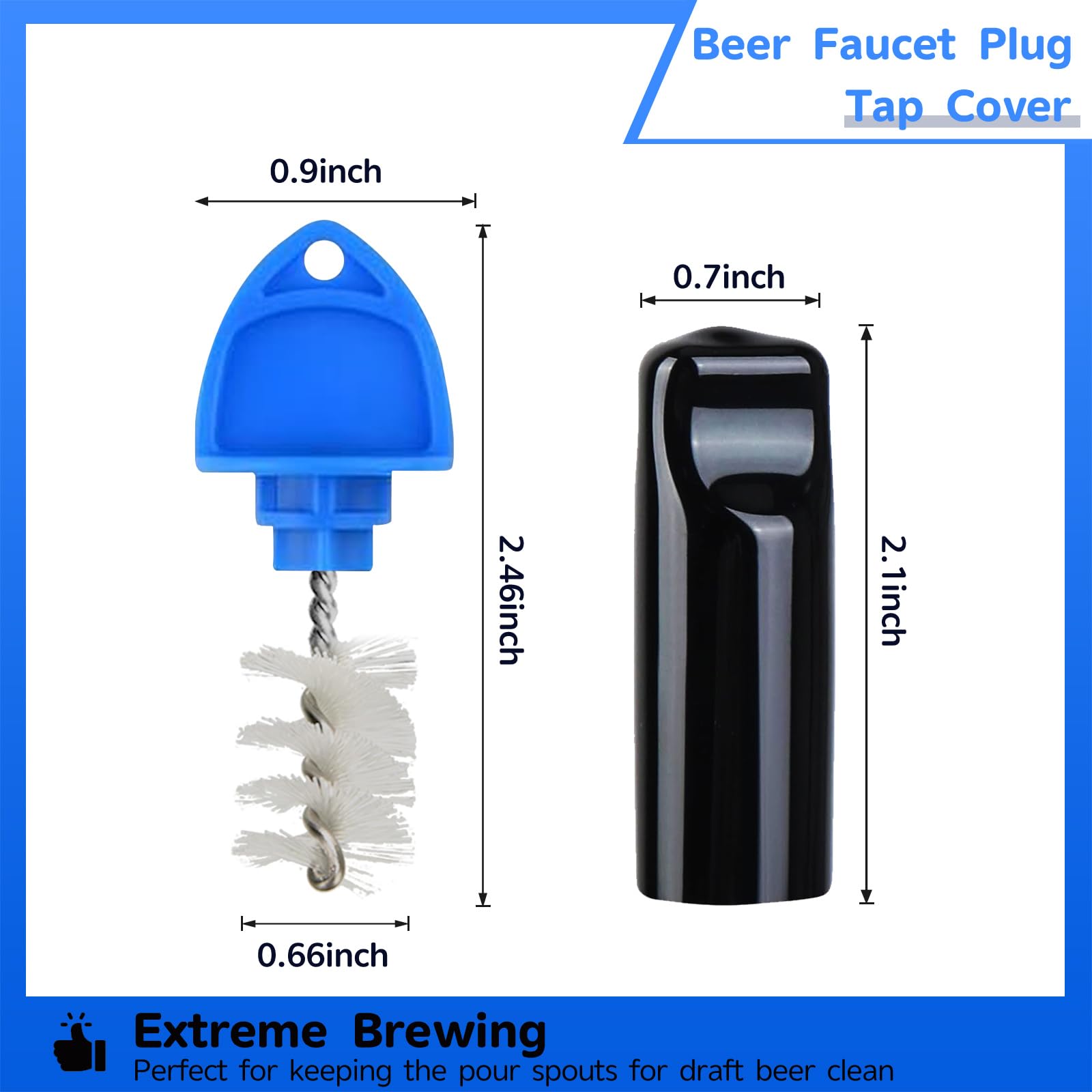 16-Piece Beer Faucet Covers & 2-Piece Beer Tap Plug Brush Set - Rubber Draft Tap Soother Nipple for Beer Line Cleaning Kit | Perfect for Home Brewing, Bar Maintenance & Keg Party Accessories