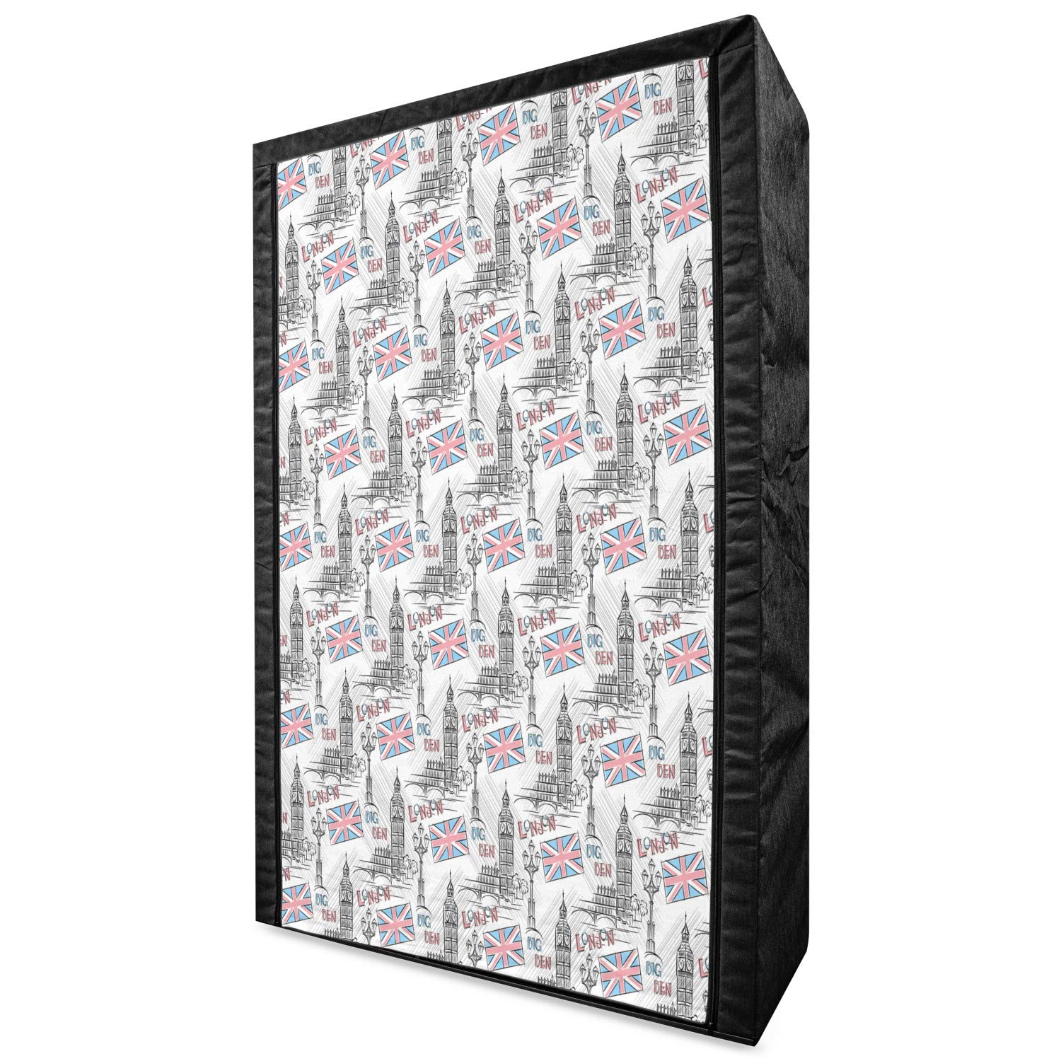 Ambesonne London Portable Fabric Wardrobe - Big Ben Sketch & UK Flag Design, 42.5
