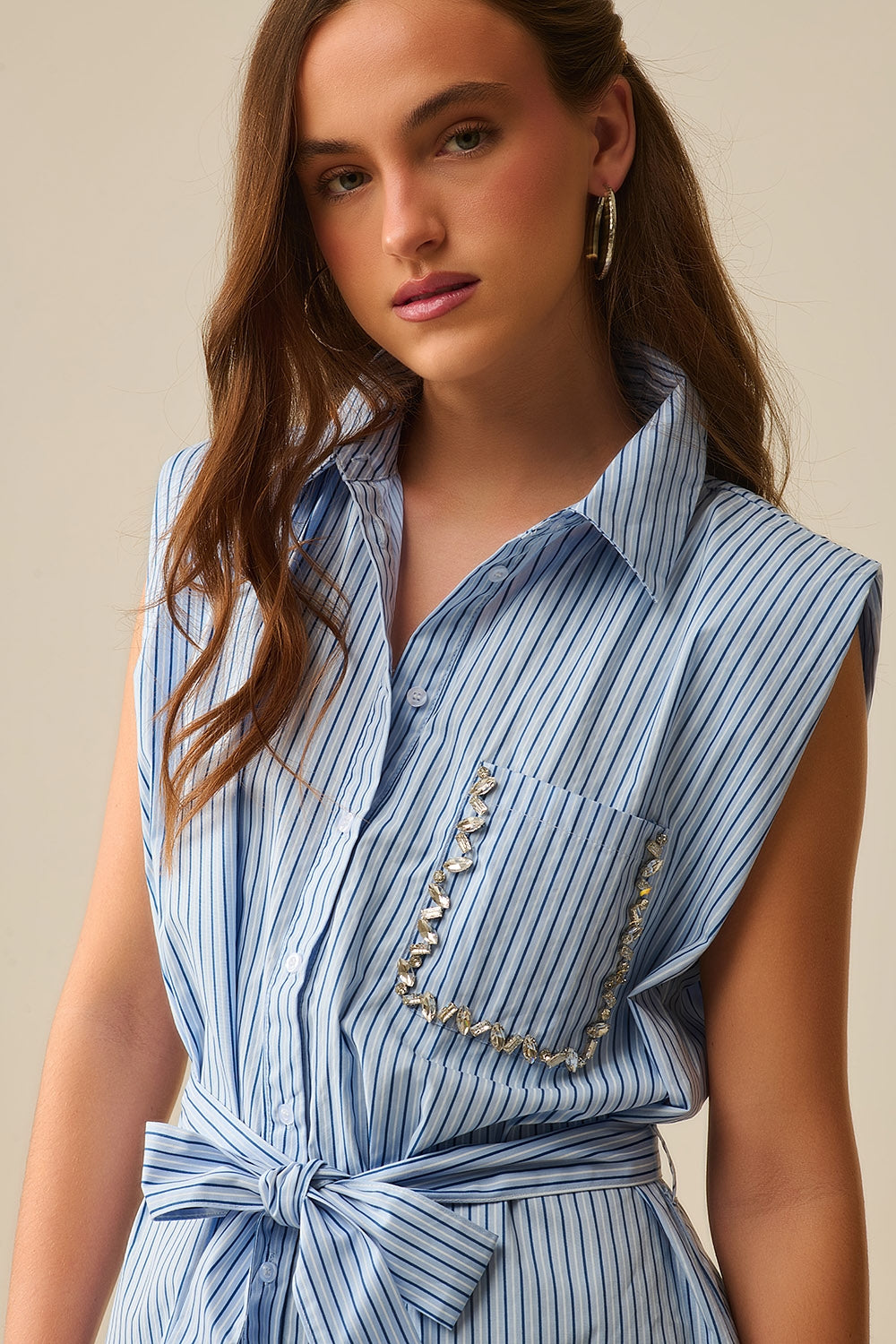 Elegant Sleeveless Robe with Belt and Embroidered Pocket - Perfect for Loungewear, Summer Dresses & Home Comfort