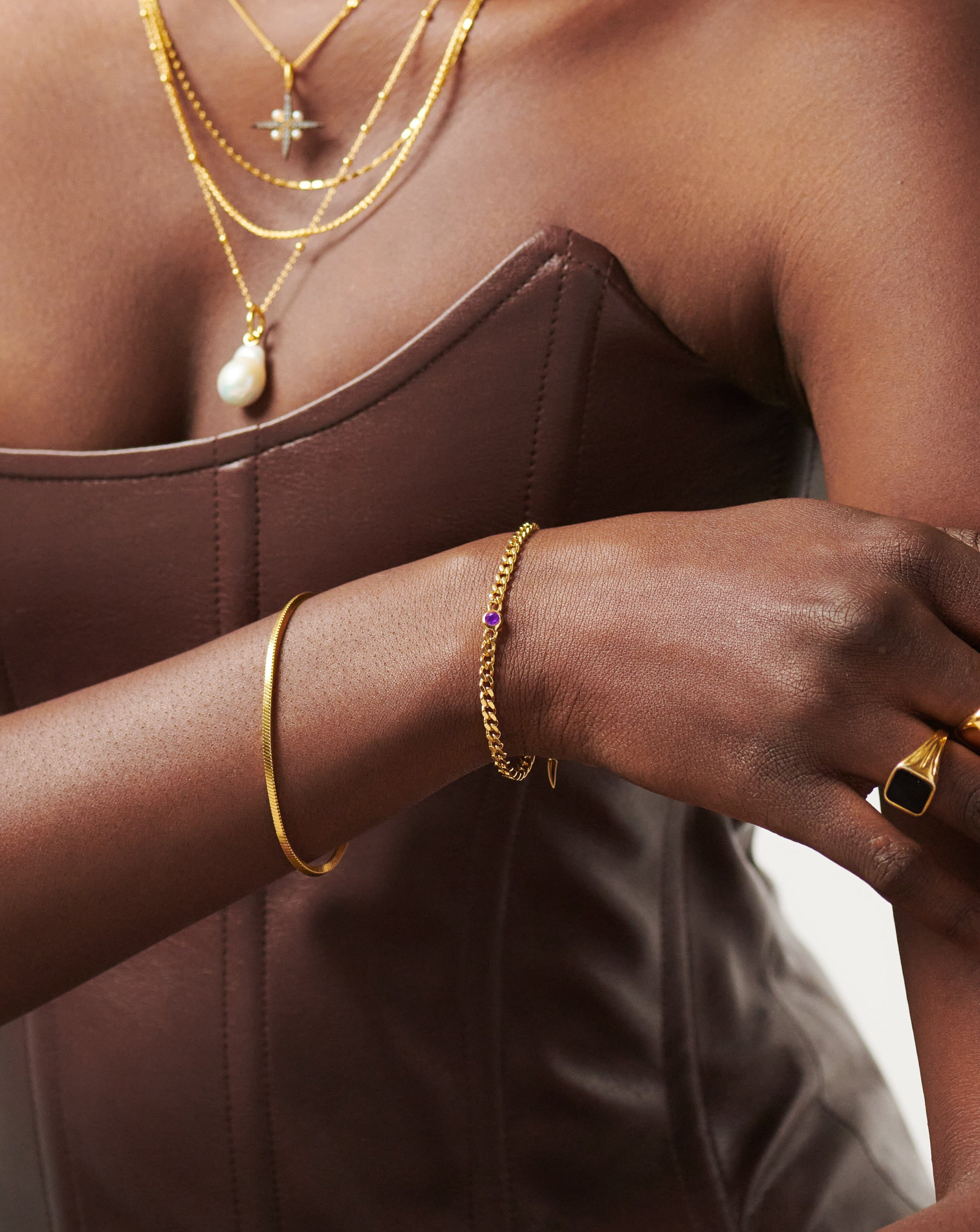 February Birthstone Bracelet for Women - 18k Gold Plated Amethyst Jewelry | Elegant Gift for Birthday, Anniversary & Valentine's Day