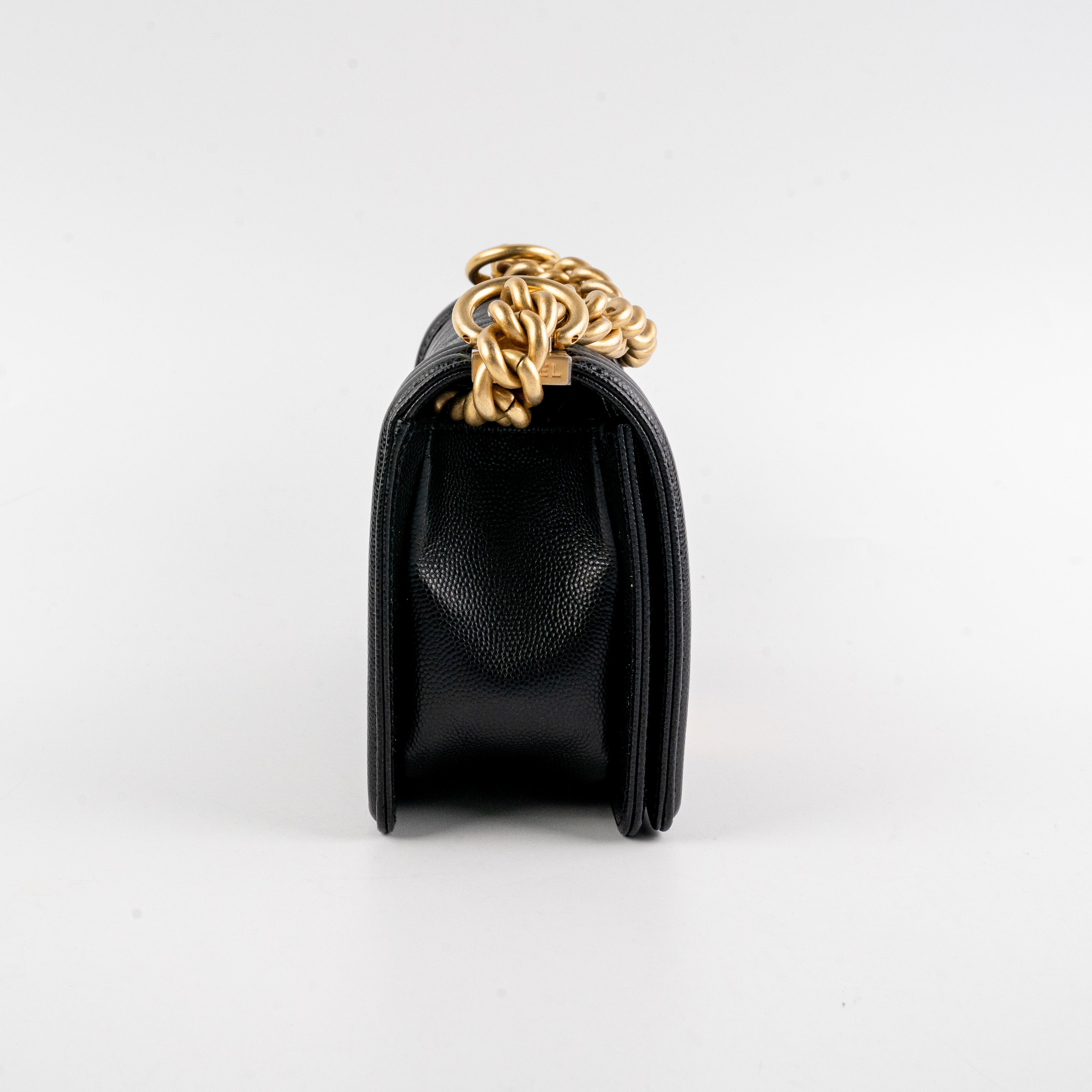 Chanel Caviar Small Black Boy Bag with Gold Hardware - Luxury Crossbody Bag for Women, Perfect for Parties & Evening Events